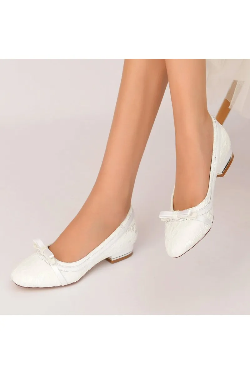 Lace Flats Sandal with Bow Bridal