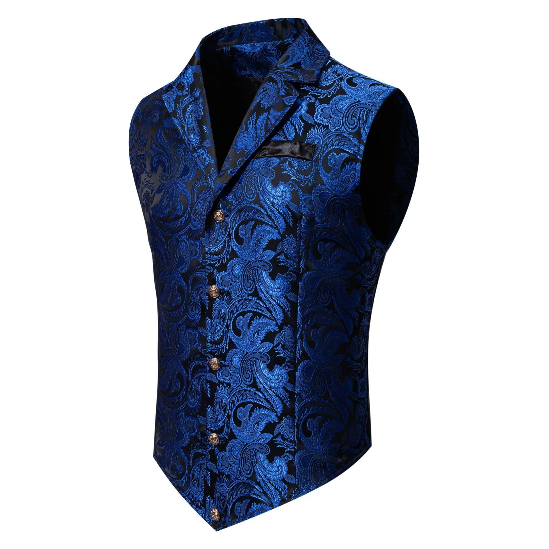 Men's Casual Polo Collar Single-breasted Jacquard Tuxedos Suit Vest