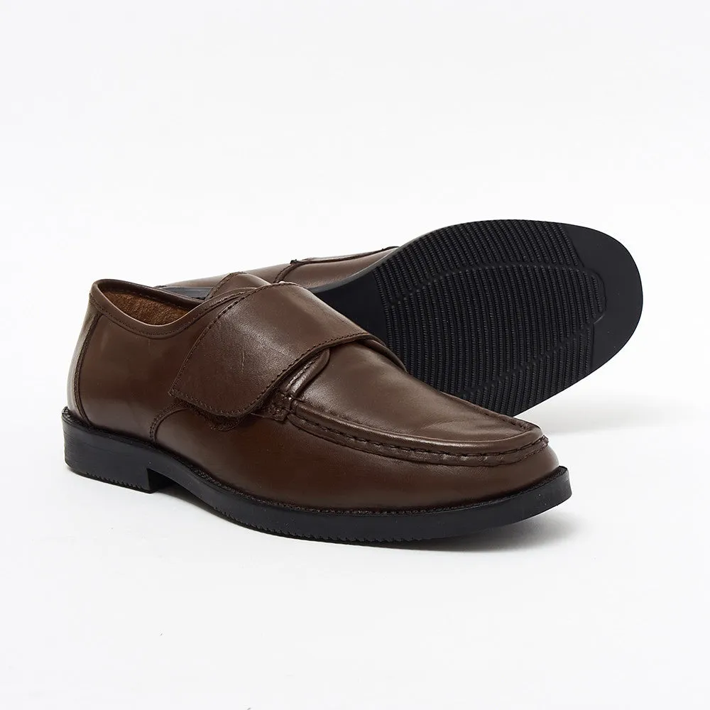 Mens Leather Velcro Comfort Shoes - 17983