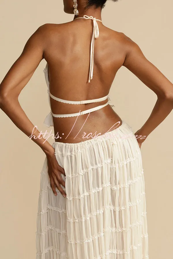 Passion and Romance Pleated Back Elastic Straps Adjustable Halter Tank