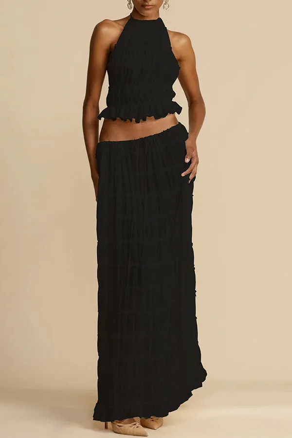 Passion and Romance Pleated Back Elastic Straps Adjustable Halter Tank