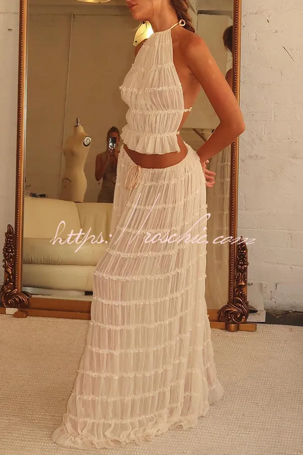 Passion and Romance Pleated Back Elastic Straps Adjustable Halter Tank