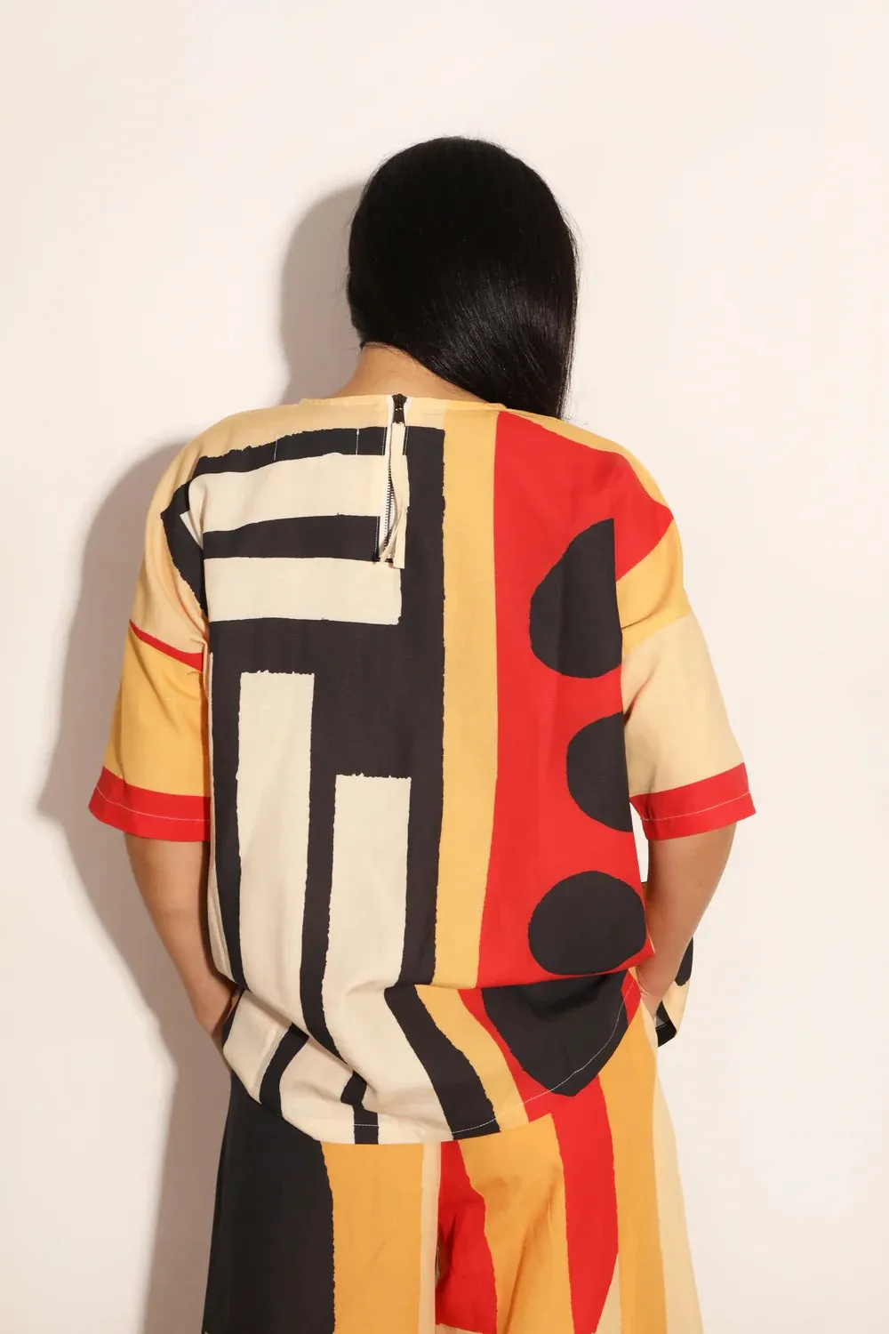 Silas Top in Bold Collage Print