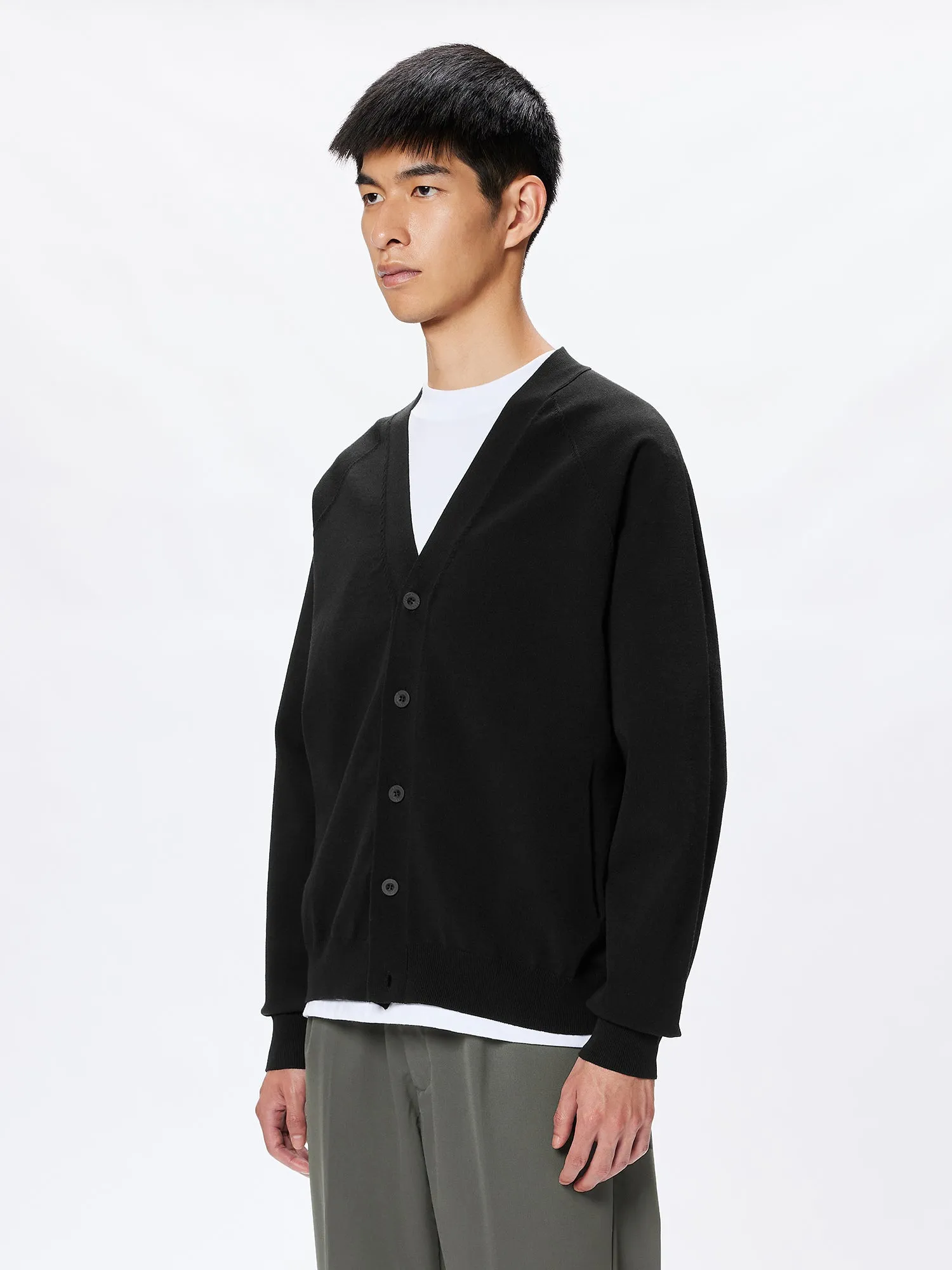 Wholegarment Wool Knit Cardigan