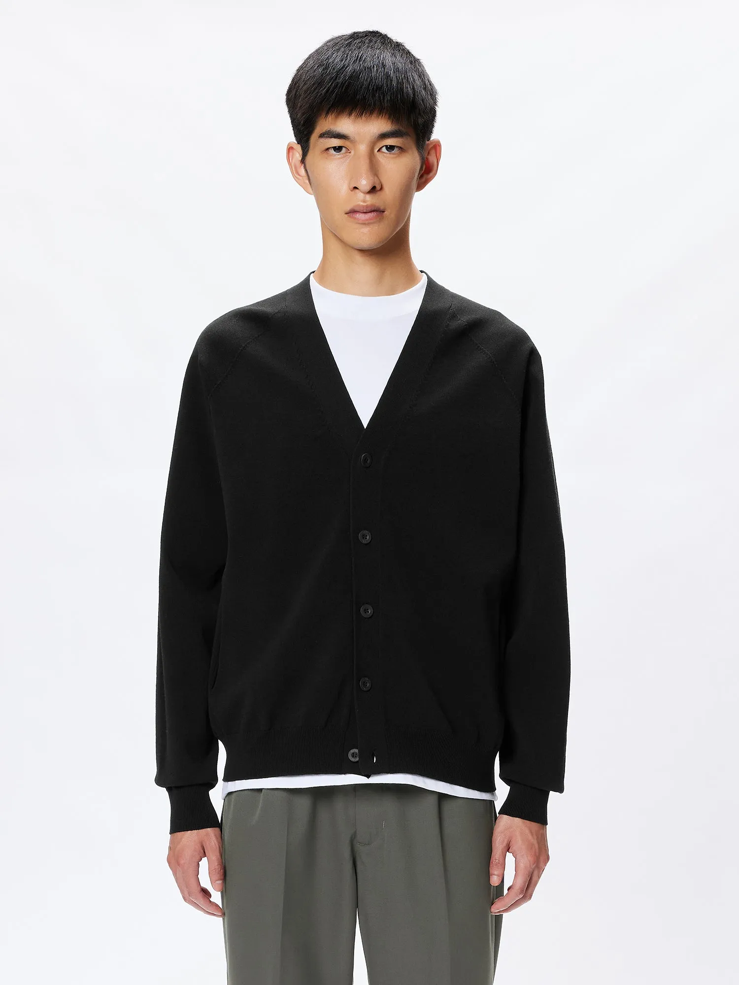 Wholegarment Wool Knit Cardigan